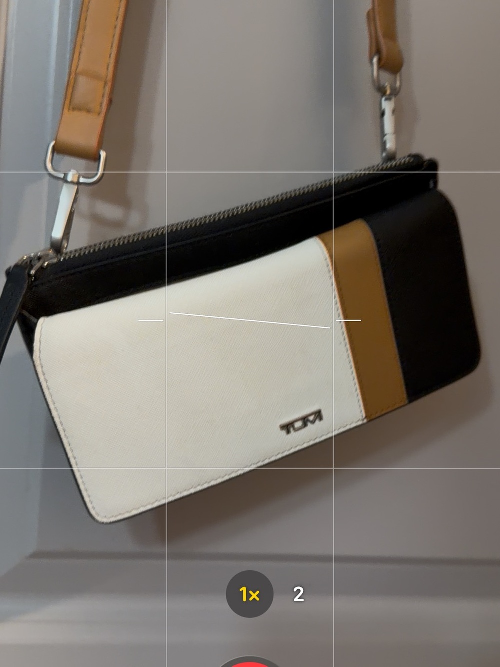 TUMI Men's Tricolor Wallet OR Crossbody Bag in White, Black & Tan